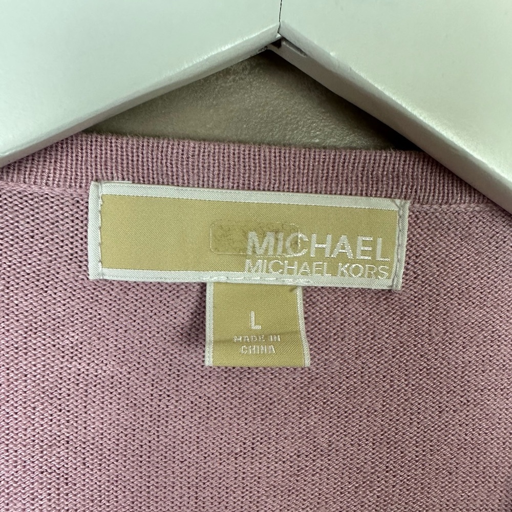 Michael Michael Kors Lavender Zip Cardigan Sweater Women Sz L - Picture 2 of 5